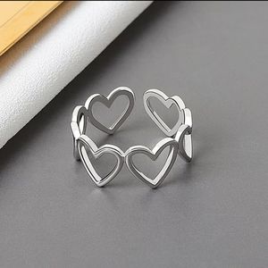 Heart Adjustable Ring, 925 Silver